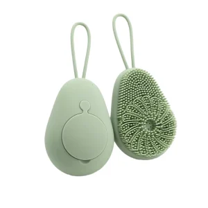 Silicone Hanging Brush with Avocado Shape for Shower Gel Cleaning