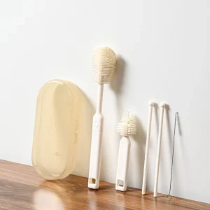 Silicone Manual Bottle Brush Multifunctional Straight Handle Portable Nipple Brush Baby Bottle Cleaning Cup Brush Set