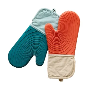 Silicone Oven Mitts Dotted Style Disposable Extra Long Cuff Thick Kitchen Gloves Quilted Liner Dishwasher Safe Household Baking