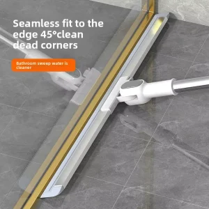 Silicone Squeegee with Stainless Steel Frame for Home Bathrooms Showers Glass Scalable Design for Cleaning Hair and Water