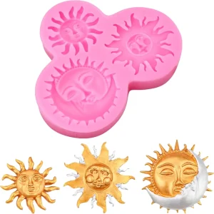 Silicone Sun Moon Face Fondant, Chocolate, Candy, Gum, Resin and Clay Molds for Baking and Cake Decorating