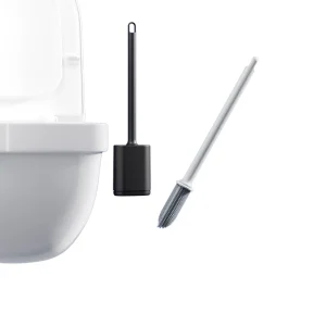 Silicone Toilet Bowl Brush with Long Handle and Flat Shape Plastic Cleaning Brush for Kitchen Use