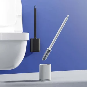 Silicone Toilet Brush Set Wall Mounted Floor Standing Dual Use Bathroom Toilet Cleaning Brush