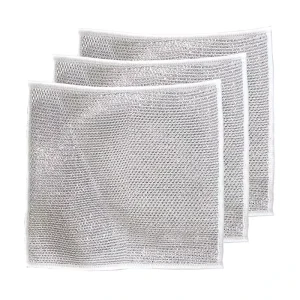 Silver Wire Dish Washing Rag Multipurpose Non Scratch Cleaning Cloths for Kitchen Use