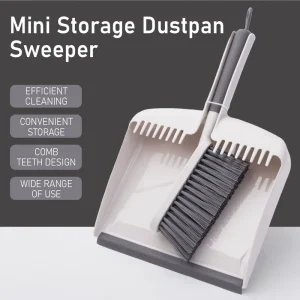 Simple Design Mini Dustpan and Brush Set Small Broon and Dustpan with Comb Teeth and Rubber Lip for Home Cleaning