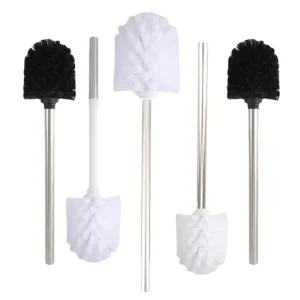 Simple Replacement Plastic Toilet Brush Set with Stainless Steel and Metal Handle for Bathroom and Toilet Cleaning