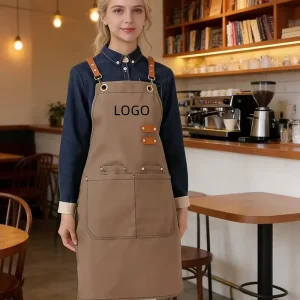 Simple With 4 Pocket Waterproof Canvas Apron Adjustable for Waiters Coffee Shops Outdoor Garden Painting Work Uniform