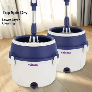 Single Barrel Model Dual Drive Stainless Steel Microfibre Mop Head Rotating Spin Dry Household Floor Mop