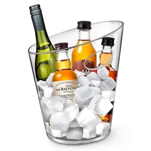 Single Handle Champagne Cooler Holder Ice Bucket 4.5L Clear Plastic