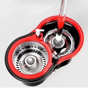 Single Microfiber Floor Spin Mop with Plastic Bucket