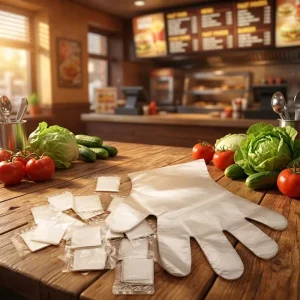 Single Pack HDPE Gloves Disposable Poly Gloves for Catering Restaurant and Takeaway Food Service