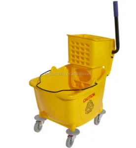 Single Plastic Wringer Mop Bucket with Wheels Side Press for Hotel Company Restaurant Cleaning