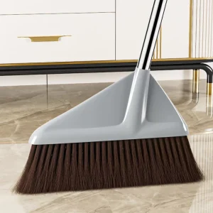 Single Sheet Soft Grass PP Broomhead Long Handle Hair Free Office Sustainable Hand Broom Cleaning Rotatable Wood Grain