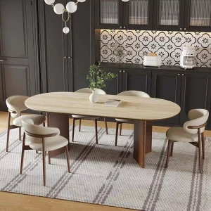 Sintered Stone Dining Table Set with Chairs, 6 Seats, for Hotel, Kitchen, Apartment