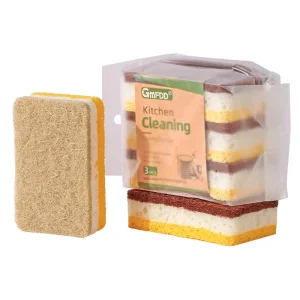 Sisal Wood Pulp Cellulose Sponge with Scouring Pad 3 Layer Round Corner Kitchen Dish Washing Sponge Factory Supply