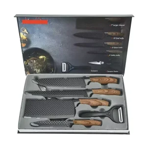 Six-Piece Kitchen Knife and Scissors Set with Covered Handles