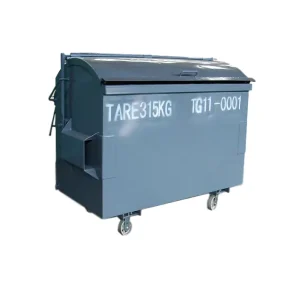 Skip Bins Industrial Hot Dip Galvanized Steel Waste Bins and Recycling Dustbin with Dome Metal Lid on 4 Wheels