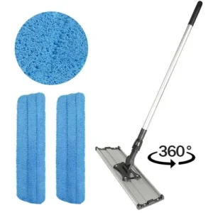 Sky Blue Microfiber Flat Mop with Aluminium Frame Telescopic Handle