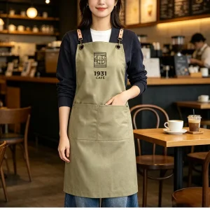 Sleeveless Canvas Chef Apron with Embroidered Logo for Catering Coffee Baking Pottery Restaurants Anti Staining