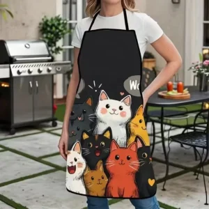 Sleeveless Kitchen Apron Polyester Waterproof Oil Resistant 3D Digital Printing Apron
