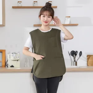 Sleeveless Waterproof Apron Vest with Pockets Oil-Resistant Kitchen Cooking Apron for Women Men Workwear for Coffee Shop