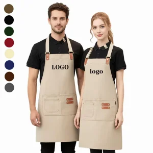 Sleeveless Waterproof Canvas Barista Apron Korean Style Customizable Logos Cooling Design for Restaurants Salons Milk Tea Shops