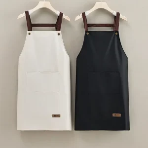 Sleeveless Women’s Kitchen Home Cooking Waterproof Oilproof One Front Pocket Modern Simple PVC Waist Apron