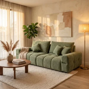 Small Apartment Modular Sectional Living Room Set Modern French Velvet Dark Green Sofa for Hotels Villas Apartments