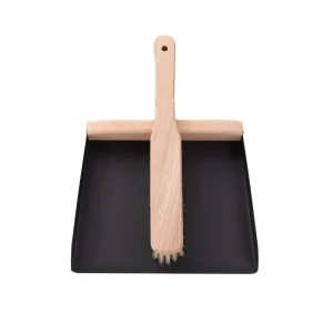 Small Beechwood Broom and Dust Pan Set Portable Cleaning Brush and Dustpan Combo with Natural Sisal