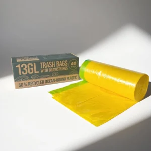 Small Durable Drawstring Garbage Bags 4 Gallon Unscented Clear White 17.7in*19.6in Trash Bags 60 Count Household Use