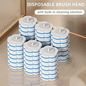 Small Flower Antibacterial Eco Friendly Plastic Handle Scrubber Pad Toilet Brush Replacement Heads for Bathroom Cleaning
