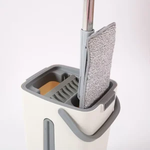 Small Medium Bucket Set Hands-Free Self-Wringer Stainless Steel Flat Mop 2 Mopheads Dry Wet Use One-Sweep Sustainable High