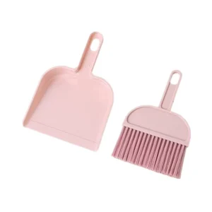 Small PP Dustpan and Broom Set with Plastic Sleeve for Table Car Computer Cleaning