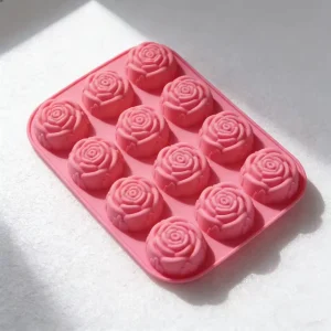 Small Rose-Shaped Silicone Chocolate and Sugar Molds for Cakes and Cookies