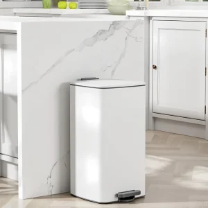 Small Square Waste Bins Stainless Steel Garbage Bin With Inner Bucket Soft Close Lid and Stay Open Kitchen Trash Bins