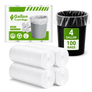 Small Trash Bags 4 Gallon Clear Unscented Bathroom Trash Bags Plastic Trash Can Liners Garbage Bags for Kitchen