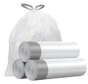 Small Trash Rubbish Garbage Bags 4 Gallon Drawstring Individual Unscented Small Garbage Bags White Trash Can Liners for Bathroom