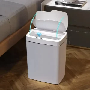 Smart Bathroom Trash Can Automatic Bagging Electronic Trash Can White Touchless Narrow Smart Sensor Garbage Bin ABS
