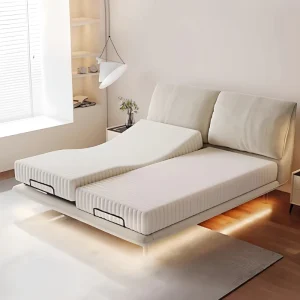 Smart Home Series Chenille Fabric Elephant Ear Bed Multifunctional Automatic Intelligent Electric Bed Frame for Master Bedroom
