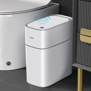 Smart Induction Trash Can ABS Rectangular Garbage Bin for Indoor Outdoor Bedroom Bathroom Modern Design