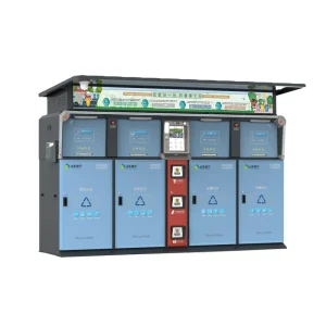Smart Trash Bin Outdoor 4 Compartment Waste Collection Bin with Induction Lighting Including Hazardous Waste Recycling Box