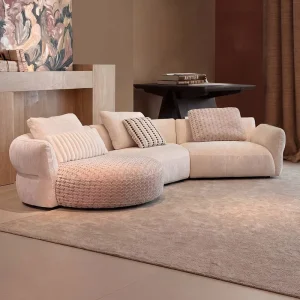 Smile Bella Cloud Ear Sofa Set Curved Modular Design High End New Arrival Luxurious Lambswool Fabric Living Room Sectional