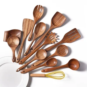 Smooth Acacia Wooden Utensils Utensil Soft Wood SpoonsWooden Cooking Utensils Wooden Spoon Sets for Cooking