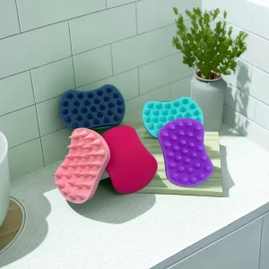 Soap Type Silicone Hair Washing Brush with Handle for Scalp Massage Cleansing Antibacterial Soft Bristles Quick drying