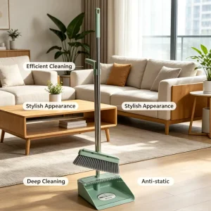 Soft-Bristle Broom and Dustpan Set