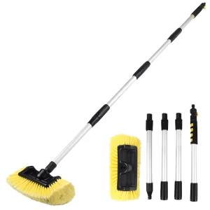 Soft Bristles Telescopic Flow Through Car Wash Brush PVC Material Cleaning Tool for Truck Boat Car Detailing