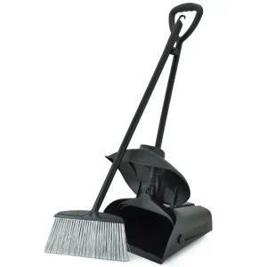 Soft Floor Brooms Heavy Duty Plastic Broom and Dustpan Set for Home Office Indoor Outdoor