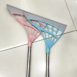Soft Mane Bathroom Broom Aluminum Dustpan Plastic Handle Easy Clean Scratch-Free Efficient Water Drainage Flexible Durable