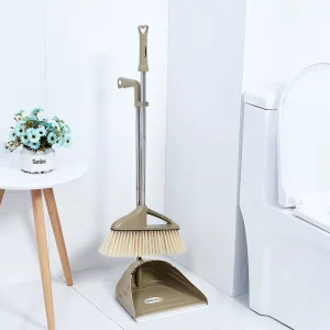 Soft PP Plastic Indoor and Outdoor Power Broom with Dustpan Set Household Cleaning Broom Head and Dustpan for Sweeping