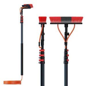 Solar Panel Cleaning Kit With Water fed Pole Triangle Water Flow Brush for High Altitude Solar and Window Cleaning